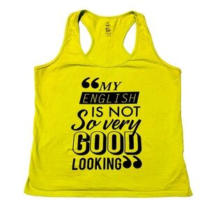 Very RARE Zumba My English Is Not So Very Good Looking Racerback Tank Top